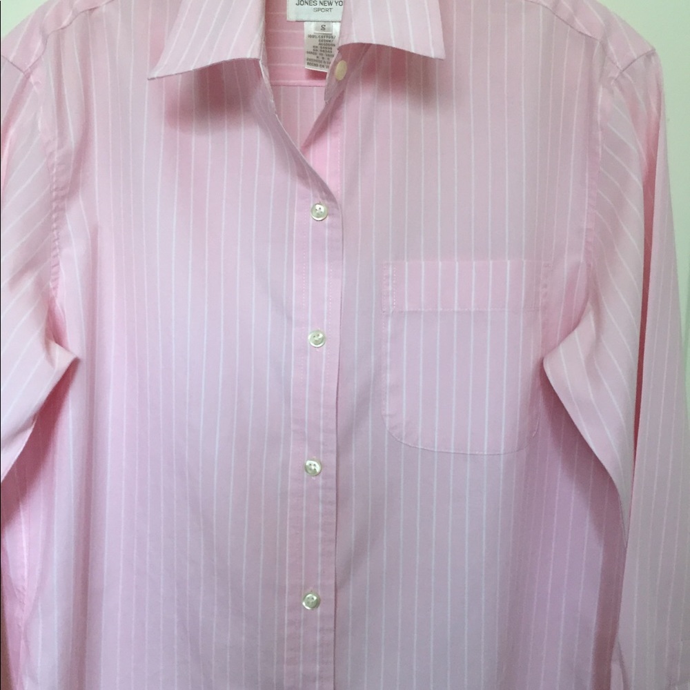 Jones NY Sport Shirt Pink and White Striped S-ML